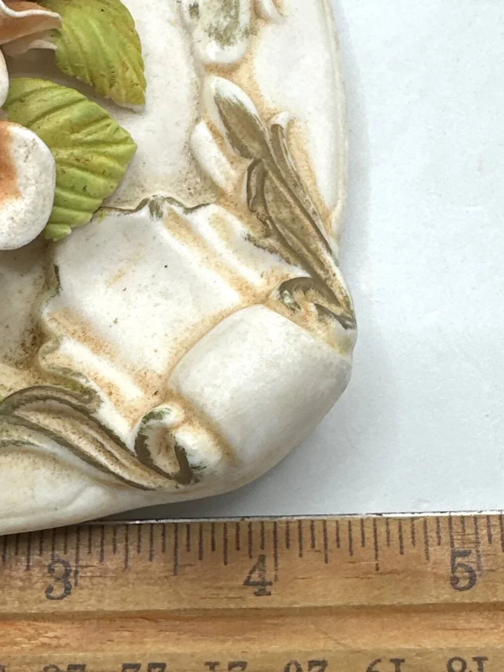 Vintage Porcelain Trinket Box Floral Lidded Footed Bisque Italian Style FLAWED